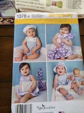 Simplicity Kids Matching Sets in Lavender and White - Pattern 1378